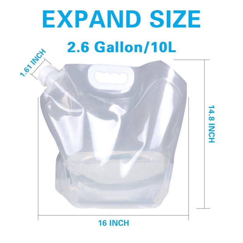 Soddeph Collapsible Water Container Bag, BPA Free Food Grade Clear Plastic Storage Jug for Sport Camping Riding Mountaineer,Freezable, Food Grade (4-pack-2.6 Gal) - Image 2